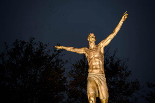 The statue of Zlatan Ibrahimovic photographed