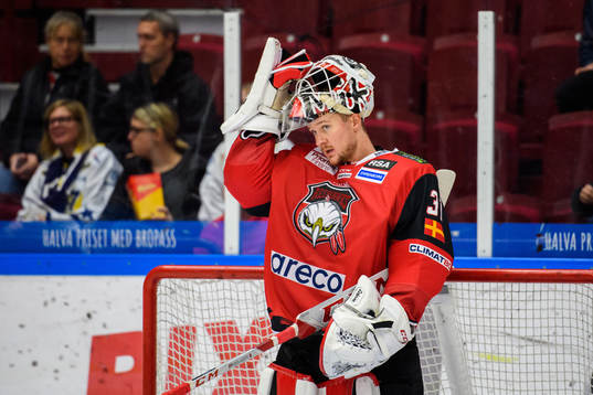Malmö Redhawks målvakt Lars Volden deppar