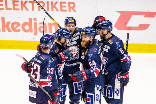 Linköpings Andrew Gordon jublar med lagkamrater