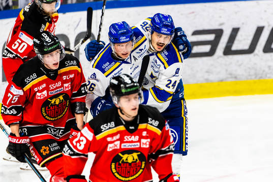 Leksands Patrik Zackrisson och Thomas Valkvae Olsen jublar