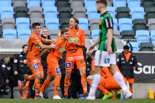 Varbergs Astrit Seljmani, Sebastian Möller och Joakim