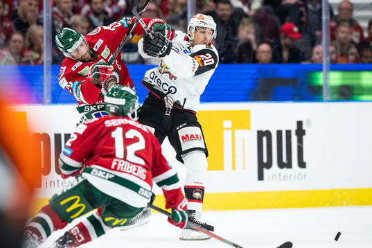 Frölundas Joel Lundqvist och Malmö Redhawks Henrik Hetta