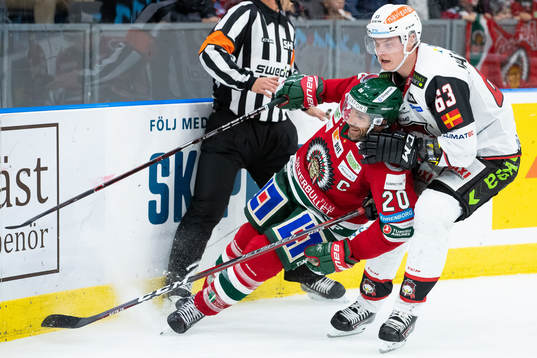 Frölundas Joel Lundqvist och Malmö Redhawks Fredrik