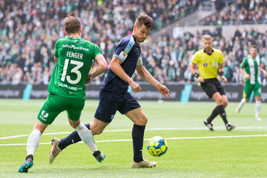 Hammarbys Mads Fenger Nielsen och Malmö FFs Markus