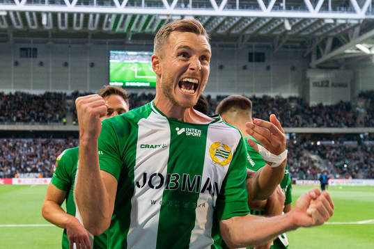 Hammarbys Richard Magyar jublar