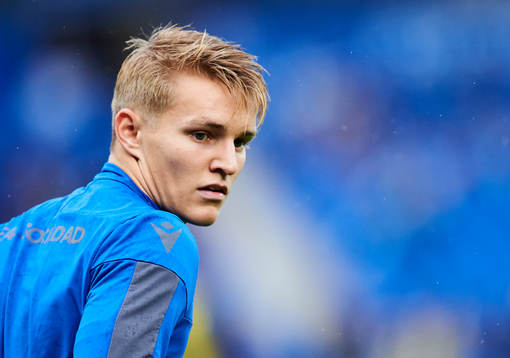 Martin Odegaard of Real Sociedad warms up