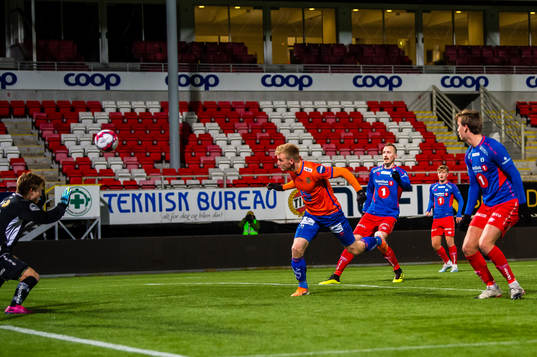 Torbjørn Agdestein of Aalesund scores the 0-1 goal