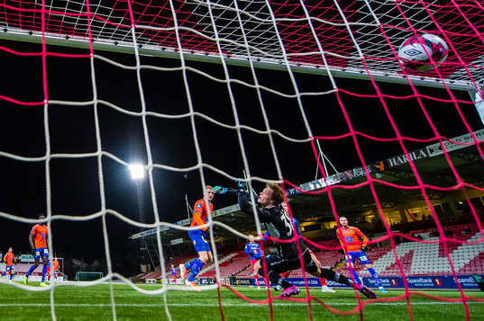 Torbjørn Agdestein of Aalesund scores the 0-1 goal