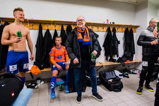 Geir Steinar Vik, managing director of Aalesund, celebrates