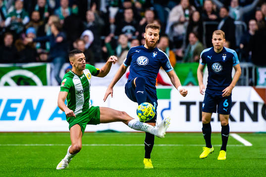 Hammarbys Nikola Djurdjic och Malmö FFs Rasmus Bengtsson