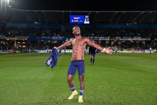Djurgårdens Mohamed Buya Turay jublar