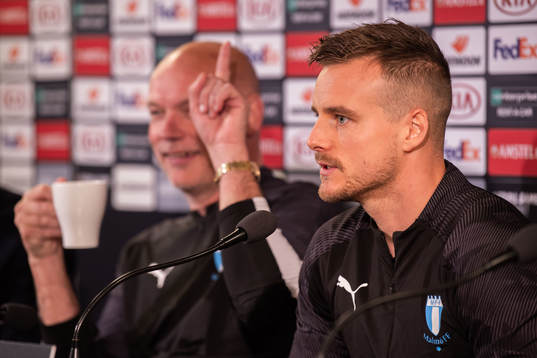 Uwe Rösler, head coach and Eric Larsson of Malmö FF
