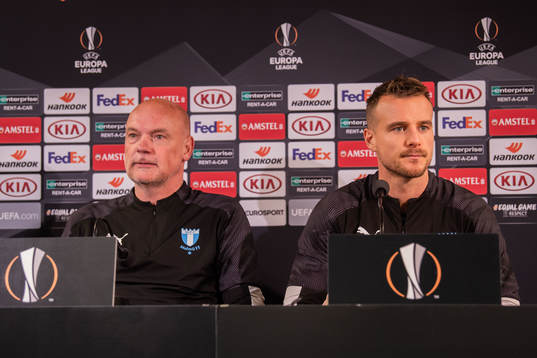 Uwe Rösler, head coach and Eric Larsson of Malmö FF