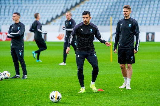 Behrang Safari and Markus Rosenberg of Malmö FF