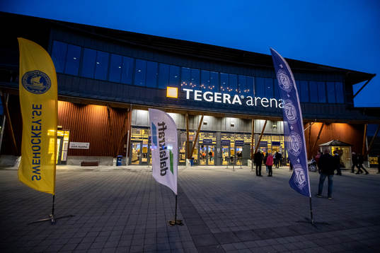 Tegera Arena innan ishockeymatchen i SHL mellan Leksand och