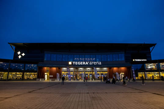 Tegera Arena innan ishockeymatchen i SHL mellan Leksand och