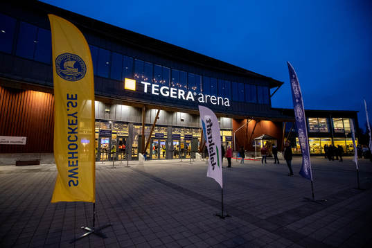 Tegera Arena innan ishockeymatchen i SHL mellan Leksand och