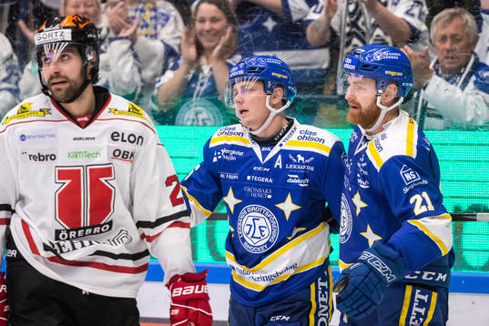 Leksands Patrik Zackrisson och Mattias Ritola jublar