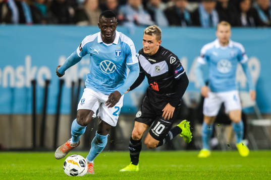 Bonke Innocent of Malmö FF and Mattia Bottani of Lugano