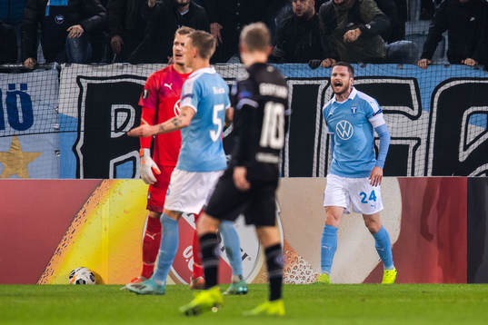 Lasse Nielsen of Malmö FF reacts