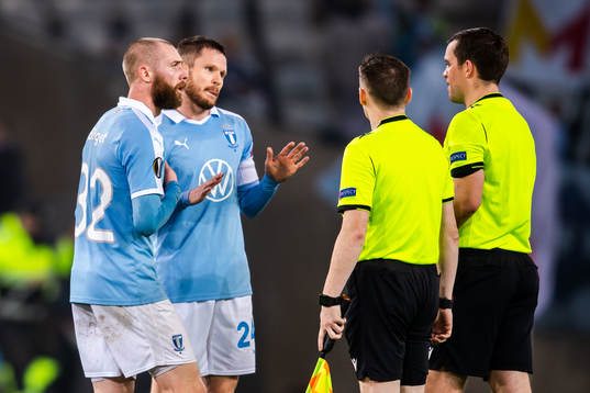 Lasse Nielsen and Jo Inge Berget of Malmö FF in a