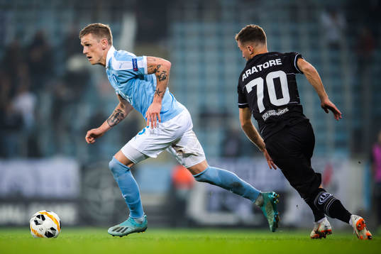 Sören Rieks of Malmö FF and Marco Aratore of Lugano