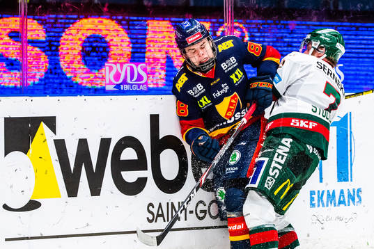 Djurgårdens Alexander Holtz och Frölundas Karl Stollery