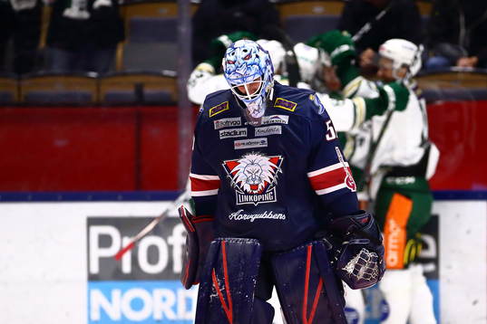 Linköpings målvakt Jonas Gustavsson deppar med