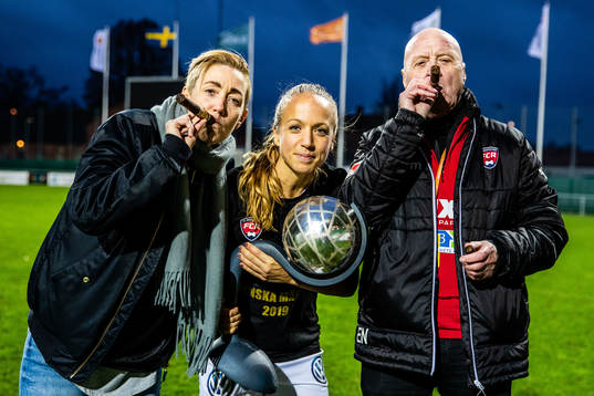 Rosengårds sportchef Therese Sjögran, Malin Levenstad och