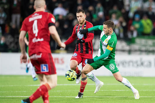 Östersunds Charlie Colkett och Hammarbys Jeppe Andrup