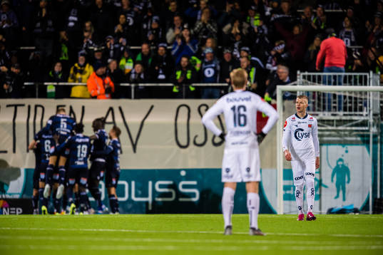 Samuel Kari Fridjonsson of Viking looks dejected