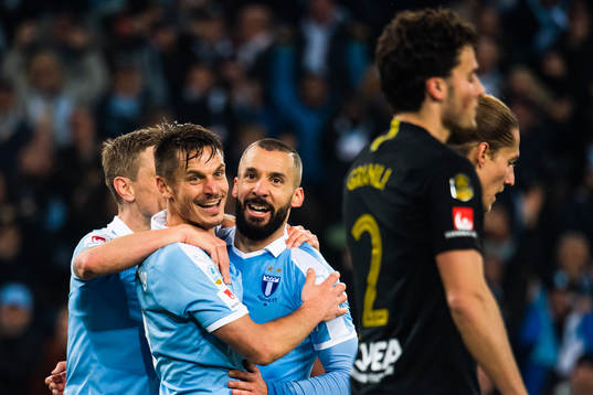 Malmö FFs Markus Rosenberg, Guillermo Molins och Sören