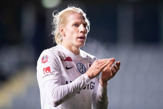 Örgrytes Gustav Ludwigson  fotbollsmatchen i Superettan