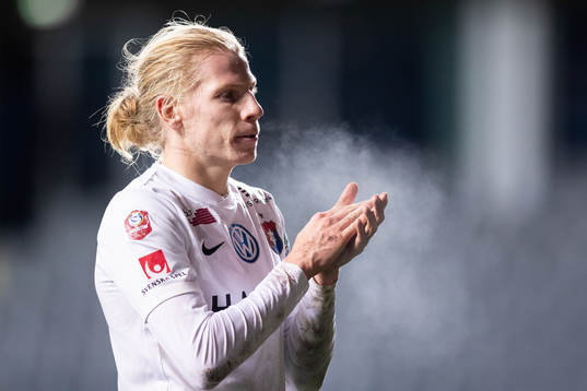 Örgrytes Gustav Ludwigson  fotbollsmatchen i Superettan