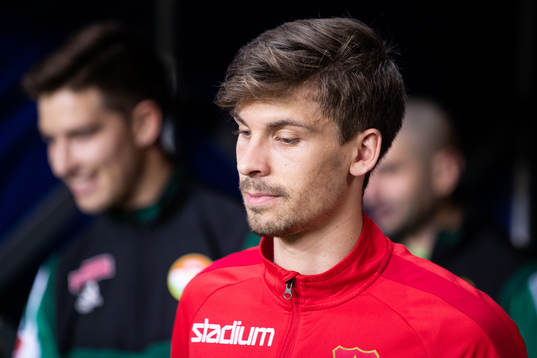 Örgrytes Daniel Paulson innan fotbollsmatchen i Superettan
