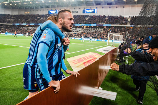 Djurgårdens Emir Kujovic jublar
