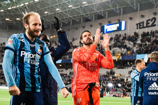 Djurgårdens målvakt Tommi Vaiho jublar
