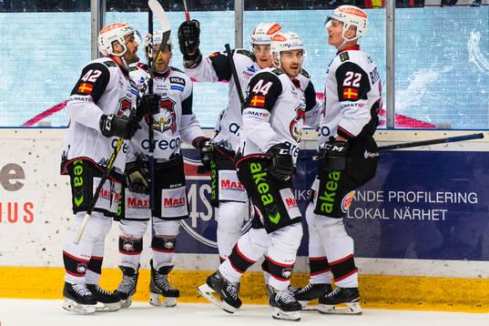 Malmö Redhawks Fredrik Händemark jublar med lagkamrater