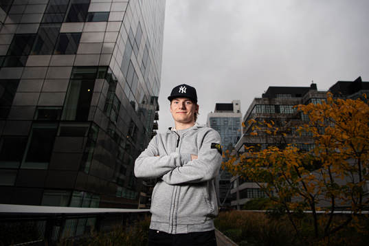 Lias Andersson, player in the NHL ice hockey team New York