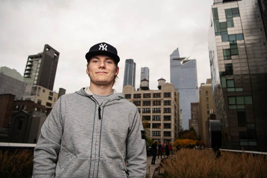 Lias Andersson, player in the NHL ice hockey team New York