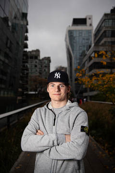 Lias Andersson, player in the NHL ice hockey team New York