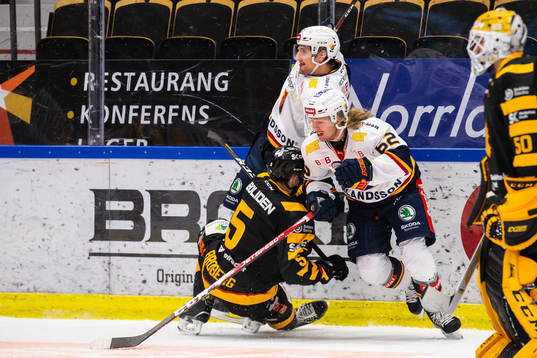 Djurgårdens Anton Hedman tackar Skellefteås Philip Broberg