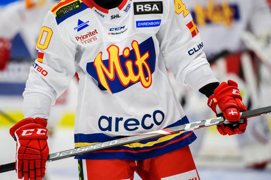 Malmö Redhawks spelare i retrotröjor
