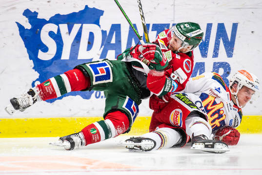 Frölundas Ryan Lasch och Malmö Redhawks Carl-Johan Lerby