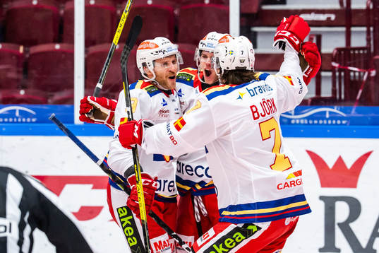 Malmö Redhawks Carl-Johan Lerby, Frederik Storm och Marcus