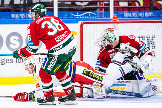 Malmö Redhawks Fredrik Händemark krockar med Frölundas