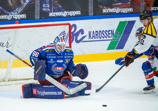 Oskarshamns målvakt Tex Williamsson och Brynäs Tomi