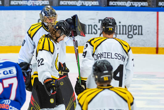 Brynäs målvakt Joacim Eriksson, Adam Brodecki, och