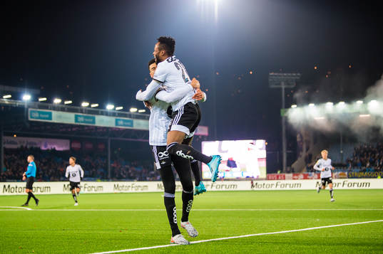 Samuel Adeniyi Adegbenro of Rosenborg celebrates with