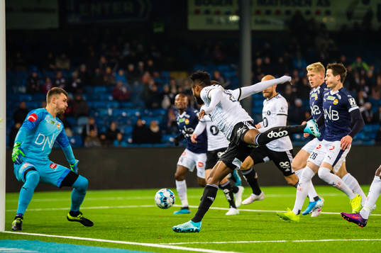 Samuel Adeniyi Adegbenro of Rosenborg scores the 0-1 goal